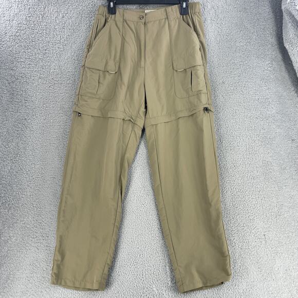 LL Bean Pants Convertible Zip Off Shorts Womens M Tan Nylon Hiking Outdoor Cargo - Picture 12 of 12